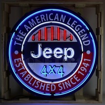 Jeep Round Neon Sign In 36 inches Steel Can - £1,009.65 GBP