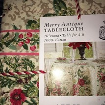 APRIL CORNELL MERRY ANTQUE  1pc 70” ROUND TABLECLOTH NWT 100% Cotton - £44.94 GBP