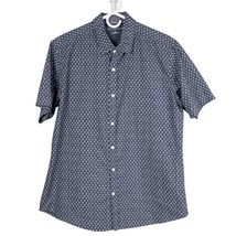 PD&amp;C Button Up Shirt L Mens Palm Trees Short Sleeve Blue Camp Cotton Ble... - £12.34 GBP