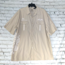 Old Skool Button Down Shirt Mens XL Beige The Royal Living Embroidered  - £17.21 GBP
