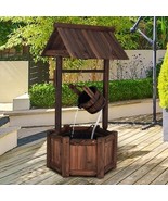 Outdoor Patio Garden Solid Wood Wishing Well Water Fountain with Pump - $344.10 CAD
