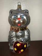 Kurt S. Adler Kringle Glass Christmas Ornament 5&quot; Glass Kitty Cat Lot Of 2 - £14.79 GBP