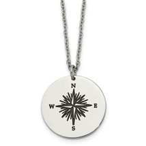 NEW Stainless Steel Polished Enamel THOSE WHO WANDER Compass 22 in Long Necklace - £21.60 GBP
