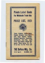 The DeVore Mfg Co Wholesales Price List 1921 Booklet Columbus Ohio  - £21.77 GBP
