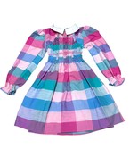 Vintage Girls Long Sleeve Plaid Dress With White Collar &amp; Belted Waist 4 - $47.15 CAD