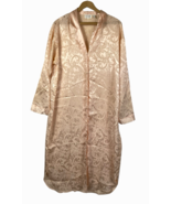 Vintage Nightgown Sleepshirt Midi Length Button Front Satiny Peach Pink ... - $49.83