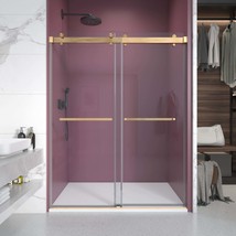 72-76&quot; Frameless Shower Door - Brushed Gold - £926.84 GBP