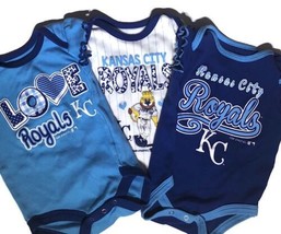 Kansas City Royals 0-3 Months One Piece Set Of 3 Infant Baby MLB Baseball Lot - £14.30 GBP