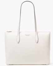 Kate Spade All Day Large Zip Top Tote White Leather Laptop Bag PXR00387 NWT FS - £117.44 GBP