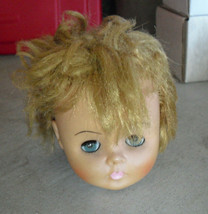 Vintage 1960s Vinyl U31 Uneeda Blonde Girl Doll Head 3 1/2&quot; Tall - £13.32 GBP