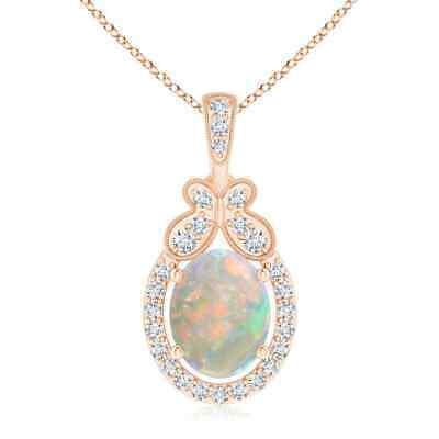 Primary image for ANGARA Floating Opal and Diamond Halo Pendant with Butterfly Motif in 14K Gold