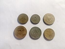 Greece Cyprus Mixed Coin Lot 2 5 20 50 Drachma Cyprus 5 Cent Collectible... - $6.90 CAD