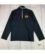 Chicago Blackhawks NHL Reebok 1/4 Zip Medium Black Sweatshirt New Youth - $346.33 MXN