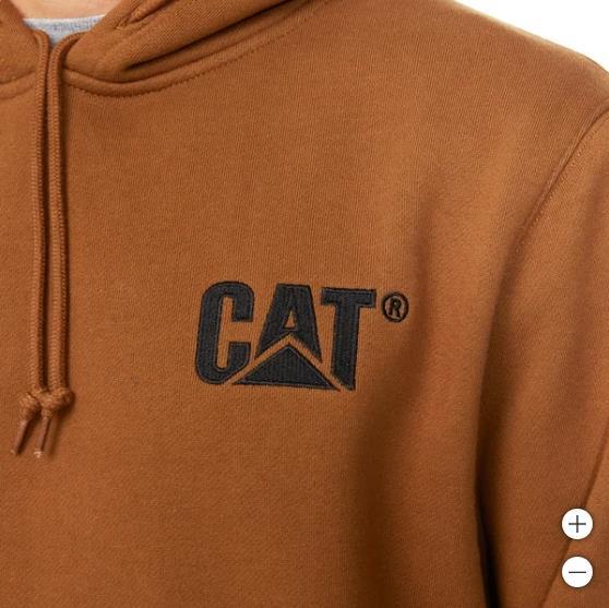 Caterpillar Mens Hoodie Brown Kangaroo Pocket Heavyweight Long Sleeve Item image 5