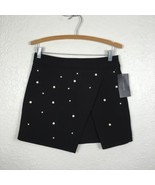Zara Basic Collection Mini Skirt Womens Medium Black Faux Pearl Asymmetr... - £38.94 GBP