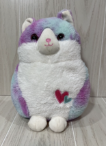 Kellytoy Hug Me Cuddle Cat chubby plush purple blue tie dye pink teal hearts - £5.41 GBP