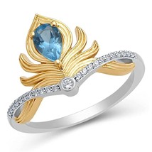 Enchanted Disney Aladdin Swiss Blue Topaz and Diamond Frame Engagement Ring - £75.93 GBP