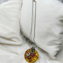 Vtg Lucite Colorful Round Millifiore Style Pendant Gold Necklace Korea - $25.87