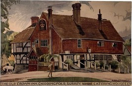 Old Crown Inn, Chiddingfold, Surrey, vintage post card 1928 - £10.45 GBP