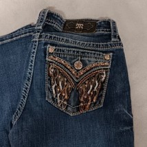 Miss Me Chloe Bootcut Blue Jeans 27x32 Medium Wash Angel Wings Rhinestones - £33.70 GBP