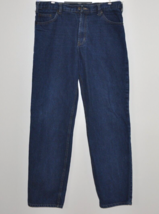 RK Brand Men&#39;s Size 35x34 Blue Straight Leg Dark Wash 100% Cotton Denim Jeans - £14.94 GBP