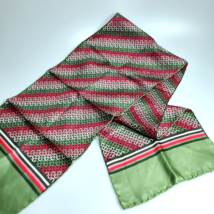 Andante Vintage Jean Parel 1970s Green Black Geometric Silk Scarf Made In Italy - £9.64 GBP