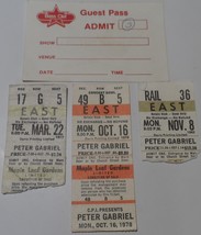 PETER GABRIEL Original Guest Pass Bassclef  + 3 Ticket Stubs 77,78 &amp; 82 ... - £23.30 GBP