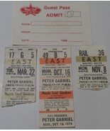 PETER GABRIEL Original Guest Pass Bassclef  + 3 Ticket Stubs 77,78 &amp; 82 ... - £23.30 GBP