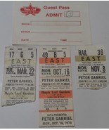 PETER GABRIEL Original Guest Pass Bassclef  + 3 Ticket Stubs 77,78 &amp; 82 ... - $29.50
