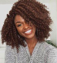 Hanne Fashion Brown Side Part Wig Afro Curly Wig Heat Resistant Fiber Sy... - £18.54 GBP