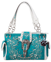 Western Handbag Laser Cut Floral Buckle Concealed Carry Shoulder Country Purse  - £31.45 GBP+