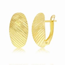 14K Yellow Gold Lined Oval 17mm Hoop Earrings - £315.08 GBP