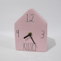 Rae Dunn Kisses Pink Mantel Clock Birdhouse Ceramic Farmhouse Rustic Decor - £23.40 GBP