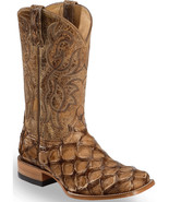 Cody James Men&#39;s Pirarucu Exotic Boots - Broad Square Toe - £403.63 GBP