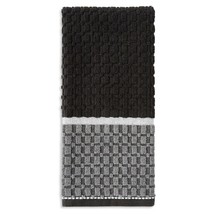 Siena Black Gray Kitchen Towels Absorbent Cotton Contrasting Color Borde... - £14.01 GBP