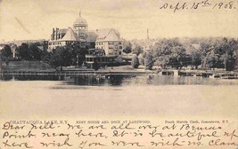 Kent House &amp; Dock Lakewood Chautauqua Lake New York 1908 postcard - £5.84 GBP