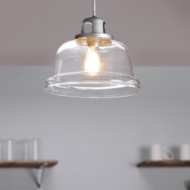 Progress Lighting Embellish Galvanized Coastal Clear Glass Bell Pendant Light - £99.23 GBP
