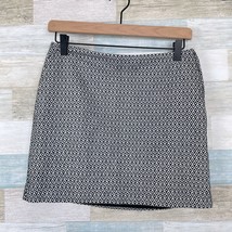 GAP Textured Mini Skirt Black White Geo Print Lined Cotton Casual Womens 0 - $14.84