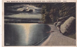 Moonlight Illinois River Starved Rock State Park IL Postcard D07 - £2.34 GBP