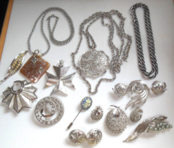 Vintage TRIFARI JEWELRY Lot of 17 Silver-tone - $173.25