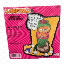 2001 Dimensions GARFIELD 5&quot; Counted Cross Stitch Craft Kit Let&#39;s Talk Go... - £4.68 GBP