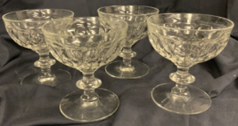 4 Vintage Pilgrim Jeanette Clear Glass Thumbprint Sherbet or Champagne - $13.29