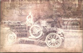 RPPC Double Exposure Morgan &amp; Wright Tires Model-T and Comic 1910 Postcard D11 - £29.31 GBP