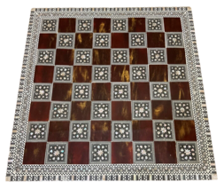 Handmade Wooden Chess Board Wood Chess Board Game Board Mother of Pearl Inlay - $365.00