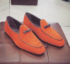 New Handmade Tan Color Suede Shoes, Men&#39;s Loafer Slip On Moccasins Dress Shoes 2 - £113.76 GBP