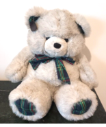 The Westcliff Collection Teddy Bear Grey Gray Vtg Large 18&quot; Plaid Plush ... - $1,316.98 MXN