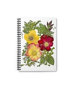 Yellow and Red - Dried Roses Art - Spiral Notebook - Rustic Farmhouse Style - $14.70
