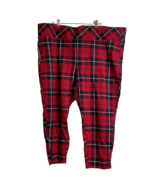 Torrid Capri Pants Black Red Plaid Knit Pixie Pull On Stretch Crop Size ... - $31.94