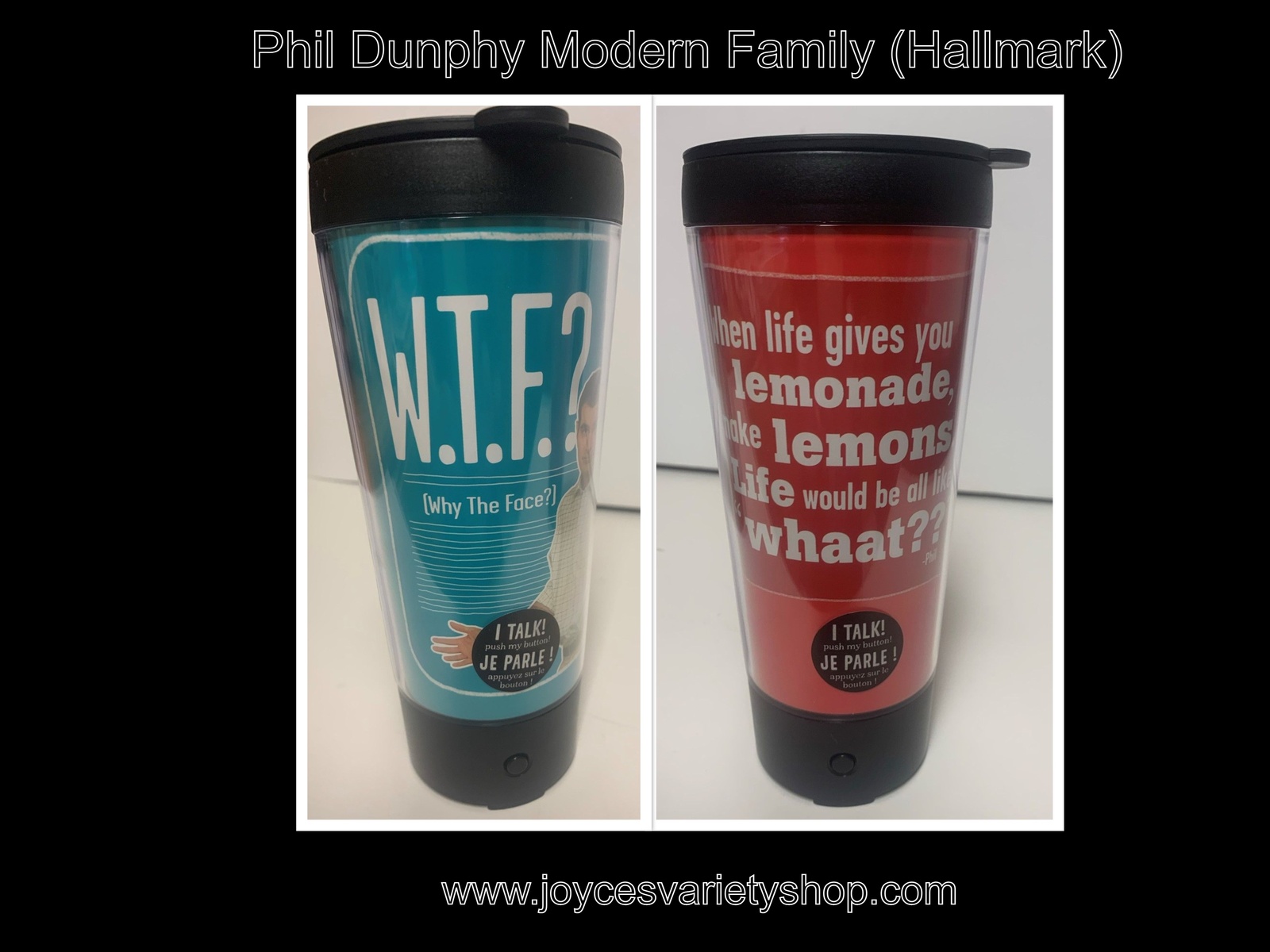 Hallmark Phil Dunphy Modern Family Talking Travel Coffee Tumbler W.T.F. or WHAAT - $13.99