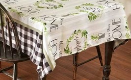 Printed Fabric Tablecloth,60x102&quot;Oblong,LIVE Simply,Bless This Home,Checkered,Lk - £22.49 GBP